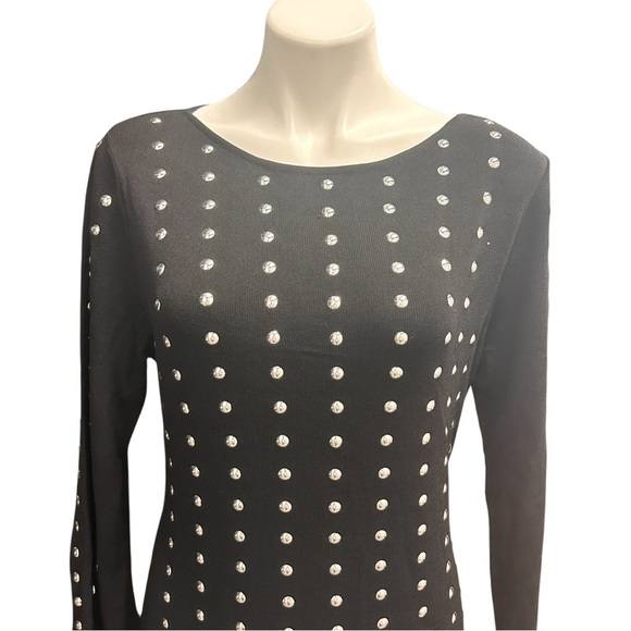 INC International Concepts Black Studded Mini Fitted Dress Long Sleeve Size L - Picture 5 of 10